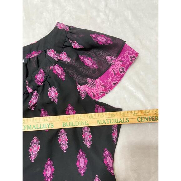 APT.9 Black Pink Paisley Off Shoulder Flutter Sleeve Peasant Top Size Large - Picture 6 of 8